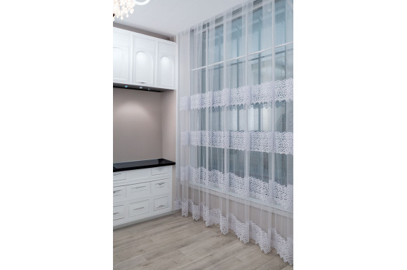 Тюль фатин с люрексом Octavia TFV-1049 белый