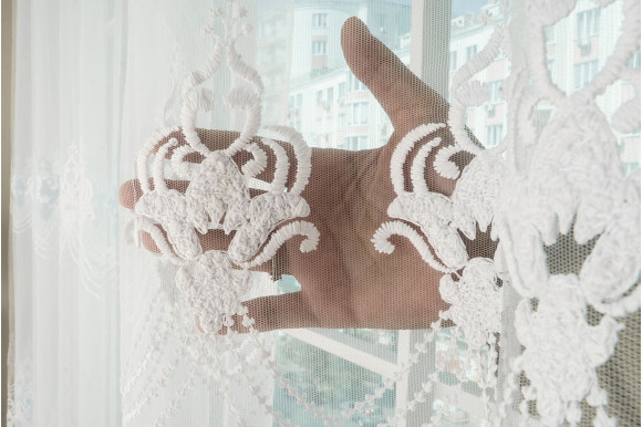 Готовый тюль фатин Zoria SQ-14201 белый 2,50м/3,75м