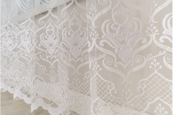 Готовый тюль фатин Zoria SQ-14201 белый 2,50м/3,75м