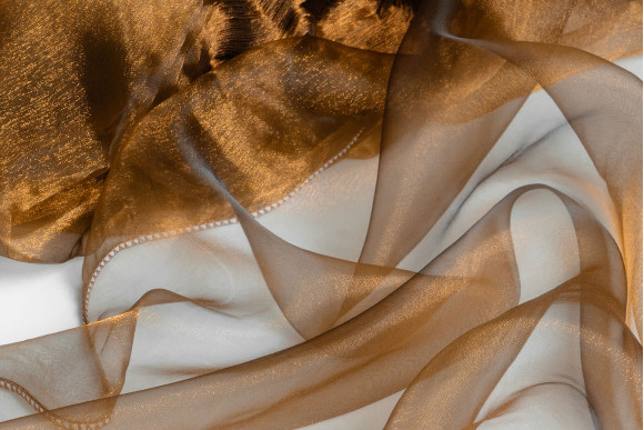 Тюль органза манка хамелеон коричнева Тюль органза манка хамелеон коричнева