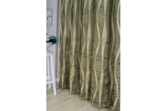 Портьєра зелено-бежева Т6109+3 відріз 3,05 метра