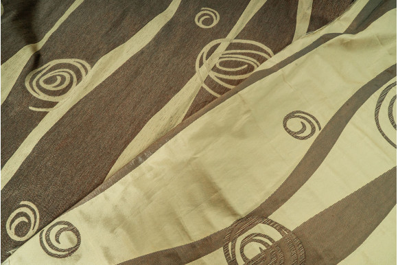 Портьера бежево-шоколадная Т6109+2 отрез 3 метра