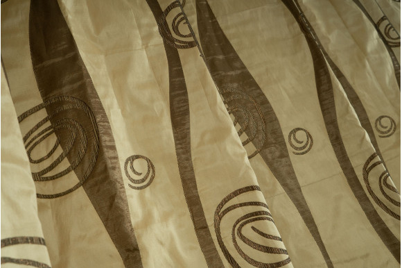 Портьера бежево-шоколадная Т6109+2 отрез 3 метра