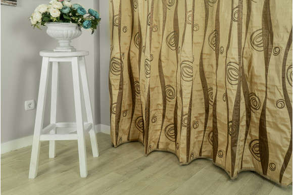 Портьера бежево-шоколадная Т6109+2 отрез 3 метра