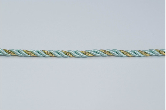 Шнур декоративний ментолово-золотий 5 мм