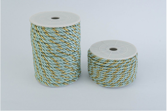 Шнур декоративний ментолово-золотий 5 мм