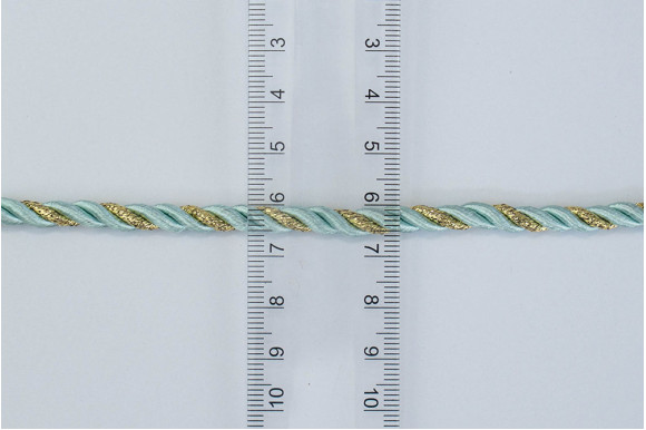 Шнур декоративний ментолово-золотий 5 мм
