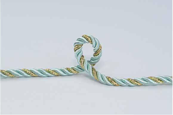 Шнур декоративний ментолово-золотий 5 мм