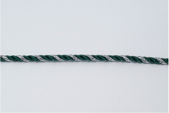 Шнур декоративный изумрудно-серебристый 5 мм