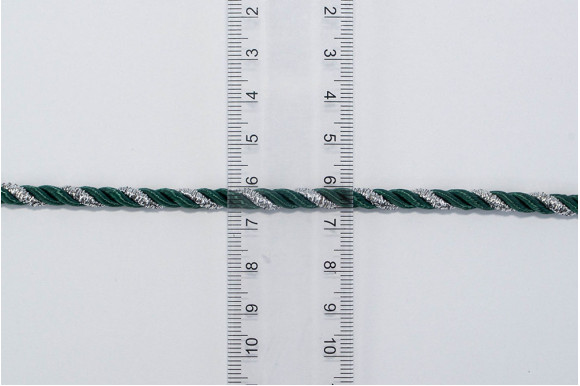 Шнур декоративный изумрудно-серебристый 5 мм