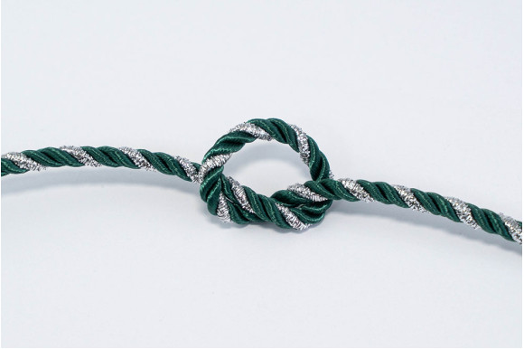 Шнур декоративный изумрудно-серебристый 5 мм