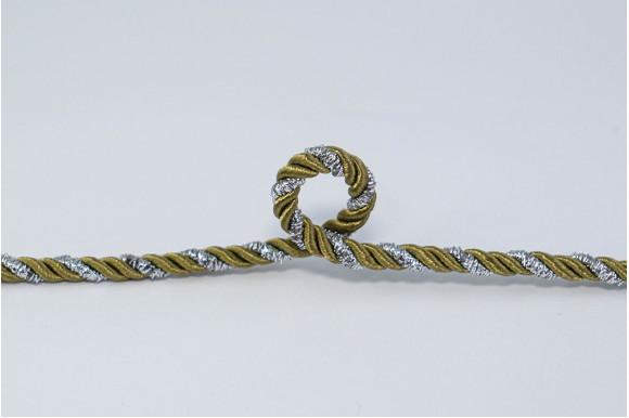 Шнур декоративний оливково-сріблястий 5 мм