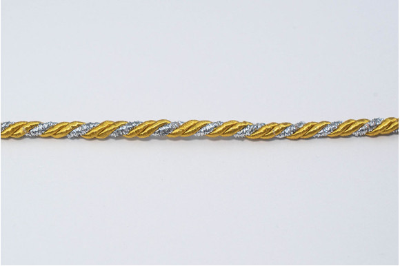 Шнур декоративный золотисто-серебристый 5 мм