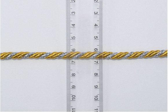 Шнур декоративный золотисто-серебристый 5 мм
