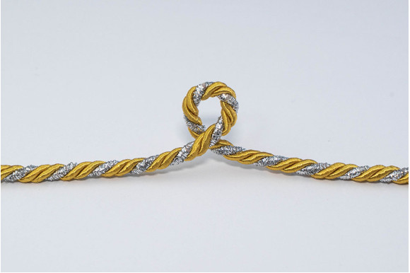 Шнур декоративный золотисто-серебристый 5 мм