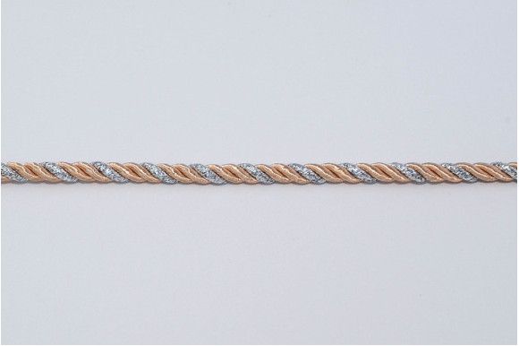 Шнур декоративный персиково-серебристый 5 мм