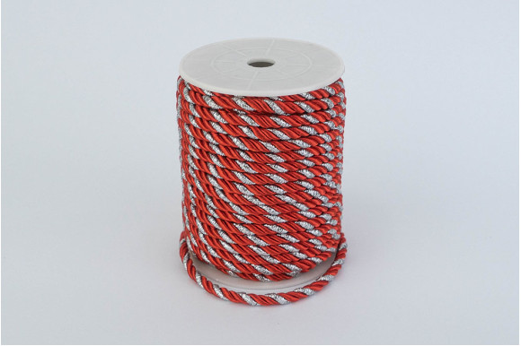 Шнур декоративный красно-серебристый 5 мм