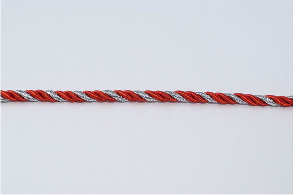 Шнур декоративный красно-серебристый 5 мм