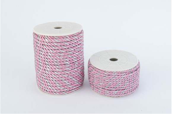 Шнур декоративный розово-серебристый 5 мм