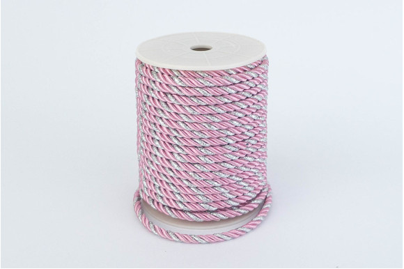 Шнур декоративный розово-серебристый 5 мм