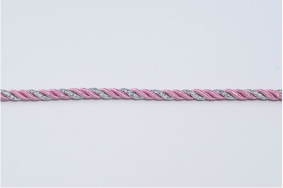 Шнур декоративный розово-серебристый 5 мм