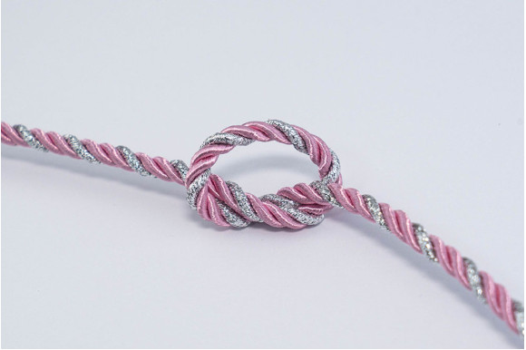 Шнур декоративный розово-серебристый 5 мм