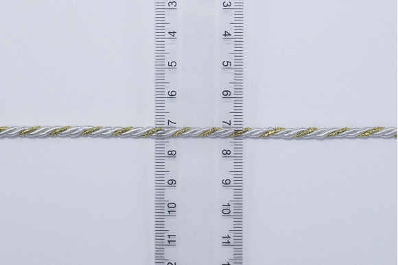Шнур декоративний біло-золотистий 3 мм Шнур декоративний біло-золотистий 3 мм