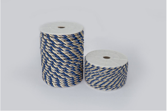 Шнур декоративний синьо-молочний 5 мм
