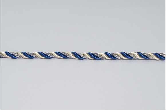 Шнур декоративний синьо-молочний 5 мм