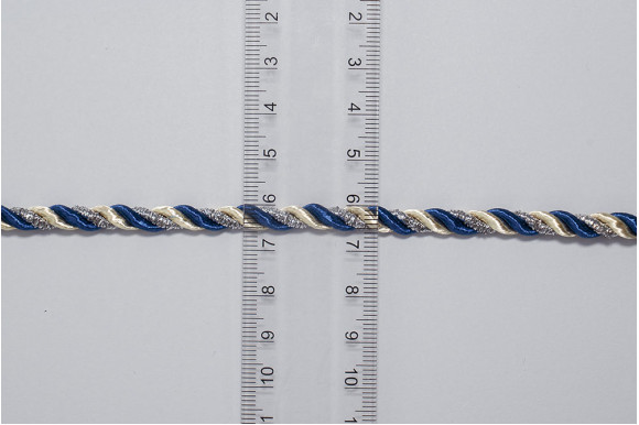 Шнур декоративний синьо-молочний 5 мм