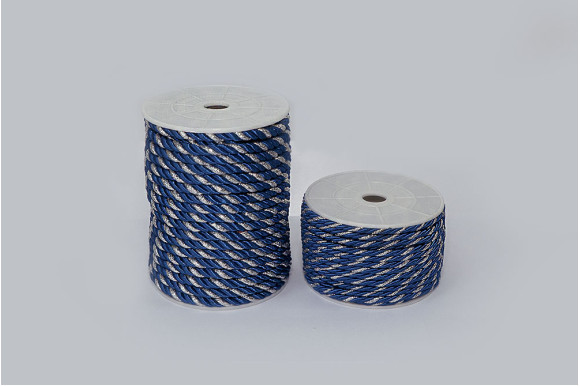 Шнур декоративный сине-серебристый 5 мм