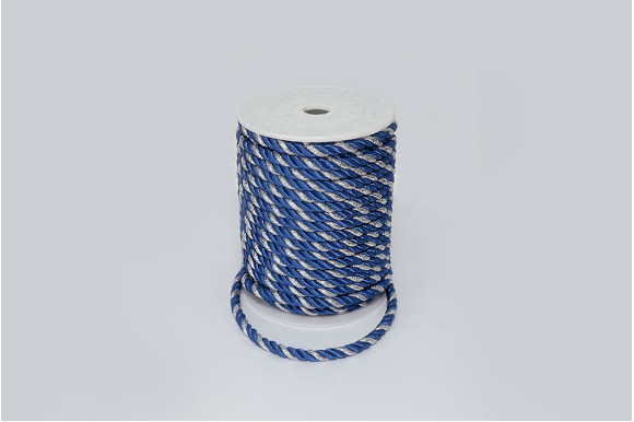 Шнур декоративный сине-серебристый 5 мм