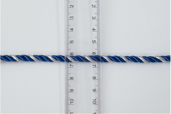 Шнур декоративный сине-серебристый 5 мм