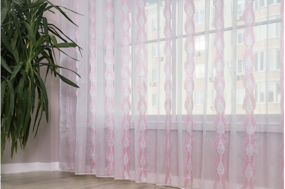 Тюль Norel F-110 розовая отрез 5 метров