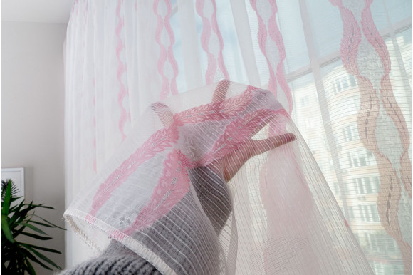 Тюль Norel F-110 розовая отрез 5 метров