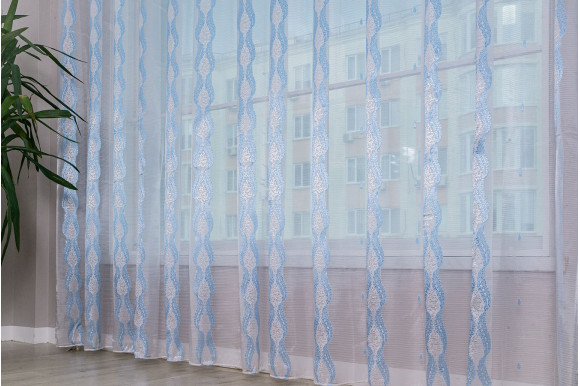 Тюль Norel F-110 голубая отрез 3.45 метров