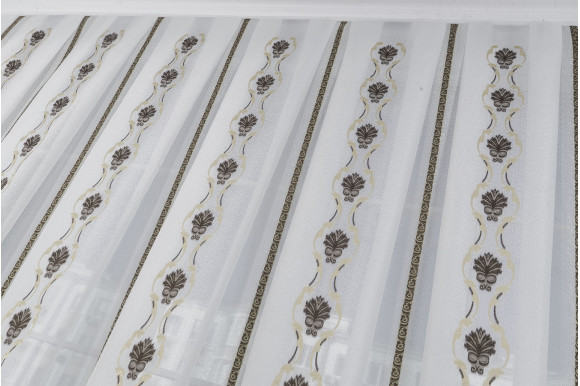 Тюль с коричневым узором М310-9 отрез 5 метров