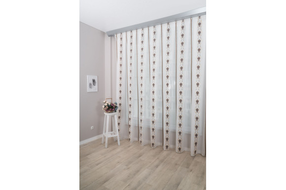 Тюль с коричневым узором М310-9 отрез 5 метров