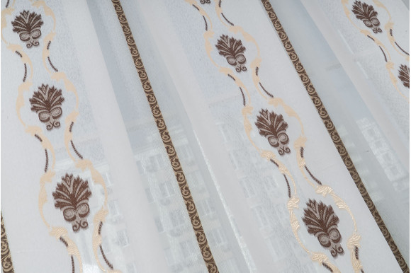 Тюль с коричневым узором М310-9 отрез 5 метров