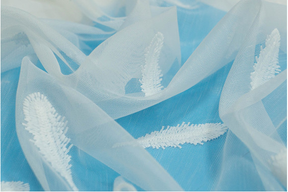 Тюль бамбук с вышивкой Jasmine TBV-8923 молочный