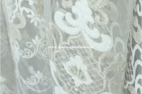 Тюль фатин з візерунком Mondeo TFU-976 відріз 2,8 метра