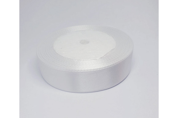 Стрічка атласна біла LA-8997 6см/10м