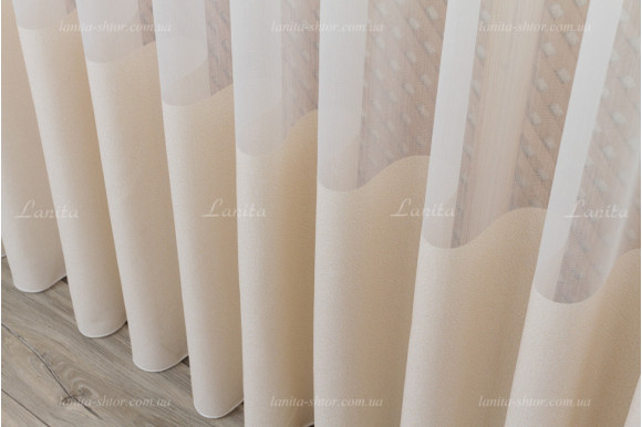 Тюль мікросітка смужка льон Misoli TSL-8038 відріз 3 метри