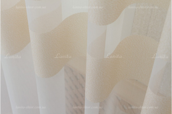 Тюль мікросітка смужка льон Misoli TSL-8038 відріз 3 метри