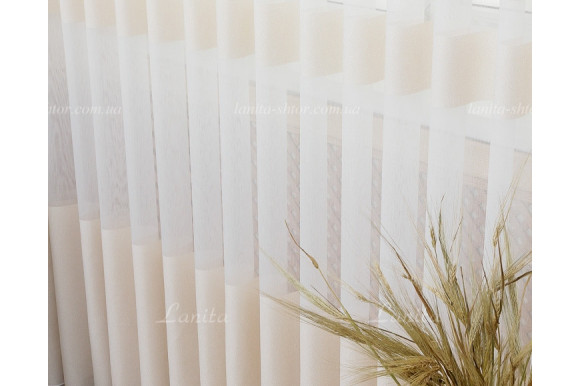 Тюль мікросітка смужка льон Misoli TSL-8038 відріз 3 метри