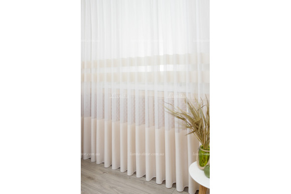 Тюль мікросітка смужка льон Misoli TSL-8038 відріз 3 метри