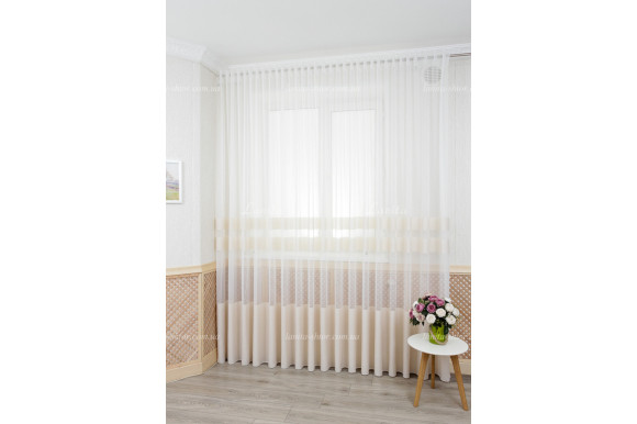 Тюль микросетка полоска лен Misoli TSL-8038 отрез 1,5 метра