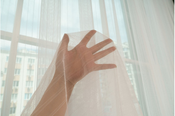 Тюль фатин пліссе Avene TFP-9019 молочний