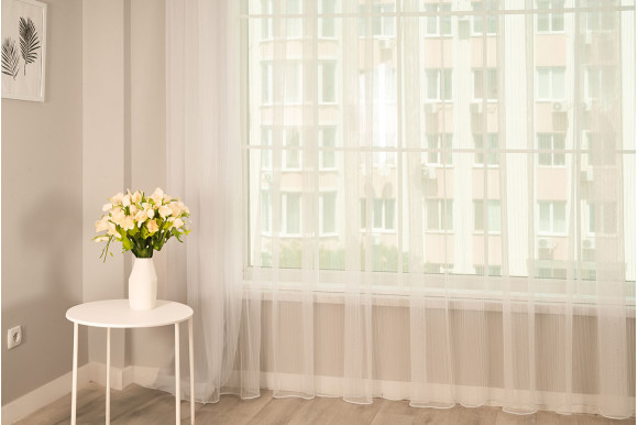 Тюль фатин пліссе Avene TFP-9019 молочний