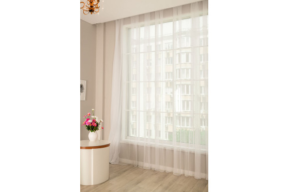 Тюль фатин пліссе Avene TFP-9019 молочний